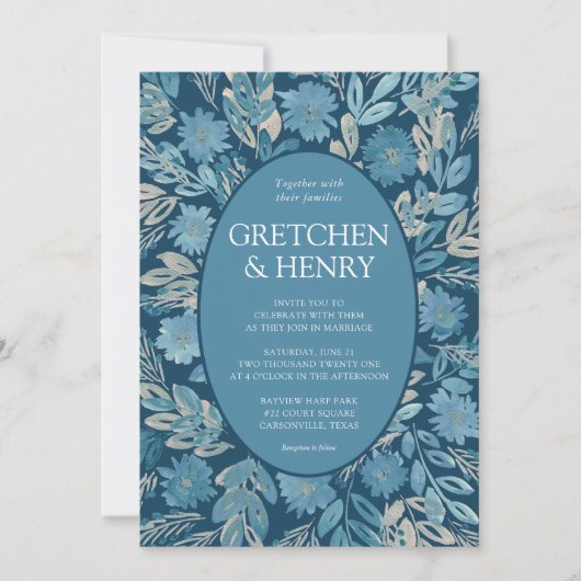 Bloeiende Waterverf Schildering Huwelijksuitnodigi Kaart (Voorkant)