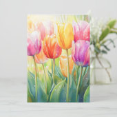 Bloeiende Waterverf Spring Tulip Garden Aankondiging (Staand voorkant)