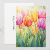 Bloeiende Waterverf Spring Tulip Garden Aankondiging (Voorkant / Achterkant)