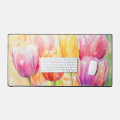 Bloeiende Waterverf Spring Tulip Garden Bureaumat (Keyboard & Muis)