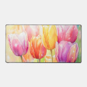 Bloeiende Waterverf Spring Tulip Garden Bureaumat (Voorkant)