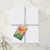 Bloeiende Waterverf Spring Tulip Garden Cadeaulabel (Met Touw)