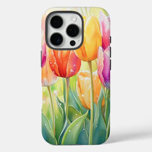 Bloeiende Waterverf Spring Tulip Garden Case-Mate iPhone Case (Achterkant)