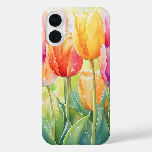 Bloeiende Waterverf Spring Tulip Garden Case-Mate iPhone Case (Achterkant)