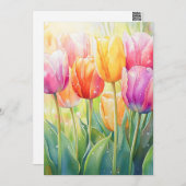 Bloeiende Waterverf Spring Tulip Garden Feestdagenkaart (Voorkant / Achterkant)