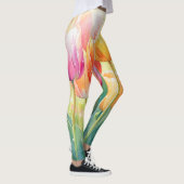 Bloeiende Waterverf Spring Tulip Garden Leggings (Rechts)