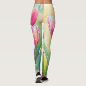 Bloeiende Waterverf Spring Tulip Garden Leggings (Achterkant)