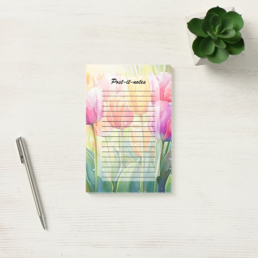 Bloeiende Waterverf Spring Tulip Garden Post-it® Notes (Kantoor)