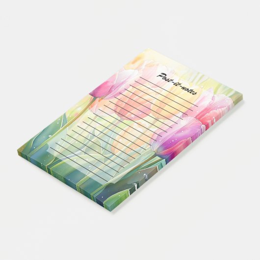 Bloeiende Waterverf Spring Tulip Garden Post-it® Notes (Schuin)