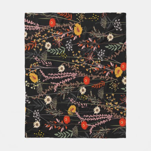 Bloeiende weide Bloemen Hand getrokken Fleece Deken (Voorkant)