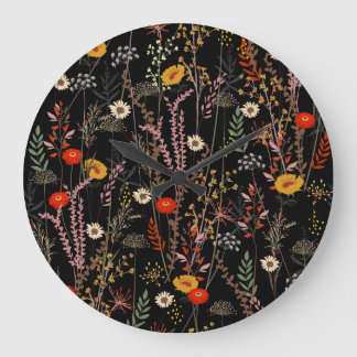 Bloeiende weide Bloemen Hand getrokken Grote Klok