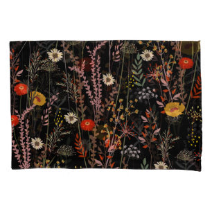 Bloeiende weide Bloemen Hand getrokken Kussensloop