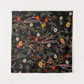 Bloeiende weide Bloemen Hand getrokken Wandkleed (Voorkant (horizontaal))