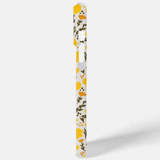 Bloeiende weide gele bloemen patroon & Monogram Case-Mate iPhone Case (Achterkant / Links)
