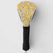 Bloeiende weide gele bloemen patroon & Monogram Golfheadcover (Voorkant)