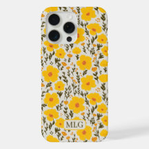 Bloeiende weide gele bloemen patroon & Monogram