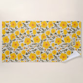 Bloeiende weide gele bloemen patroon & Monogram Strandlaken (Voorkant)