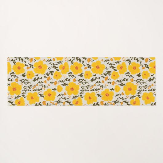 Bloeiende weide gele bloemen patroon & Monogram Yogamat (Achterkant (horizontaal))