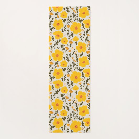 Bloeiende weide gele bloemen patroon & Monogram Yogamat (Achterkant)