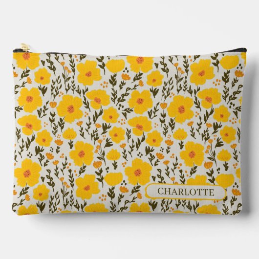 Bloeiende weide gele bloemen patroon & Naam Etui (Voorkant)