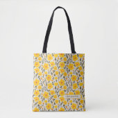Bloeiende weide gele bloemen patroon & Naam Tote Bag (Voorkant)
