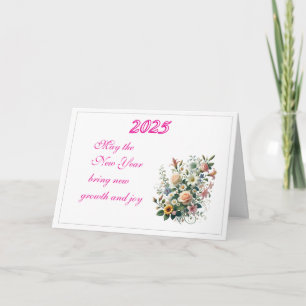 Bloeiende wensen voor 2025 Gevouwen Wenskaart Kaart