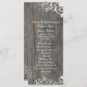 Bloeiende wervelingen kant hout land bruiloft prog programmakaart (Voorkant / Achterkant)