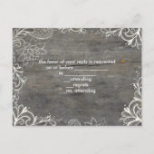 bloeiende wervelingen kant hout land bruiloft RSVP Uitnodiging Briefkaart (Achterkant)