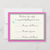 Bloeiende wijnstok zwart roze turquoise bruiloft R RSVP Kaartje (Achterkant)