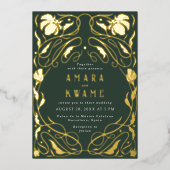Bloeiende wijnstokken Botanische Art Nouveau Goud Folie Uitnodiging (Voorkant)