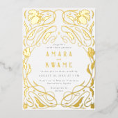 Bloeiende wijnstokken Botanische Art Nouveau Goud Folie Uitnodiging (Voorkant)