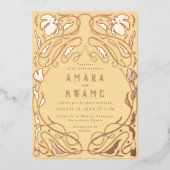 Bloeiende wijnstokken Botanische Art Nouveau Goud Folie Uitnodiging (Voorkant)