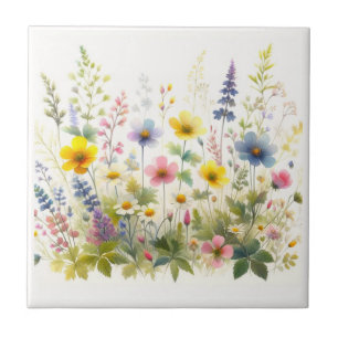 Bloeiende wilde bloemen bloem aardewerk tegel tegeltje