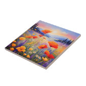 Bloeiende wilde bloemen in Waterverf Tegeltje (Zijkant)