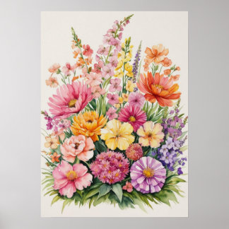 Bloeiende Wildflower Boeket Poster
