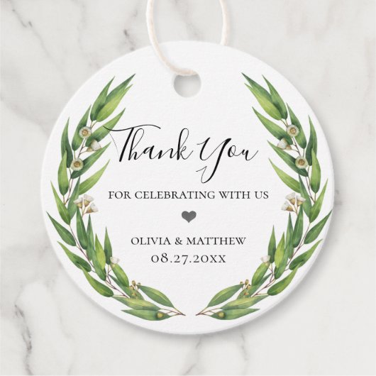 Bloeiende wilg Eucalyptus krans Bedankjes Labels (Voorkant)