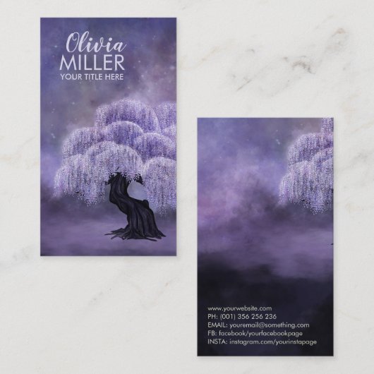 Bloeiende Wisteria Boom Visitekaartje (Voorkant / Achterkant)