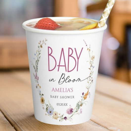 Bloeiende witte Baby shower Bloemen Papier Cup Papieren Bekers