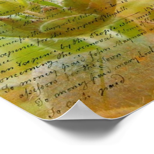 Bloeiende witte bloem handschrift poster (Hoek)