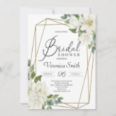Bloeiende witte magnolia bloemengoud lijst bruid kaart (Voorkant)