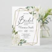 Bloeiende witte magnolia bloemengoud lijst bruid kaart (Staand voorkant)