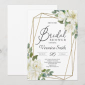 Bloeiende witte magnolia bloemengoud lijst bruid kaart (Voorkant / Achterkant)