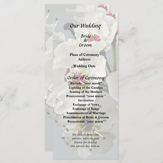 Bloeiende witte perenbloesem programmakaart (Voorkant / Achterkant)