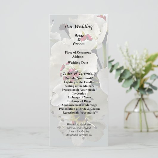 Bloeiende witte perenbloesem programmakaart (Staand voorkant)