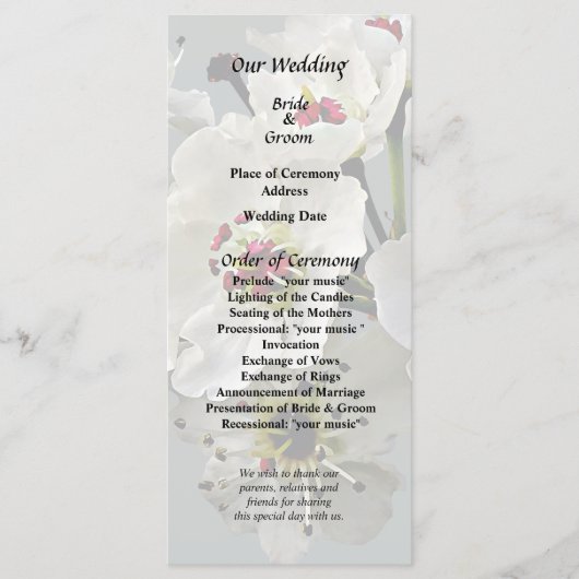 Bloeiende witte perenbloesem programmakaart (Voorkant)