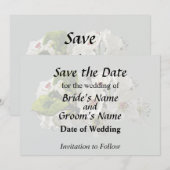 Bloeiende witte perenbloesems save the date (Voorkant / Achterkant)