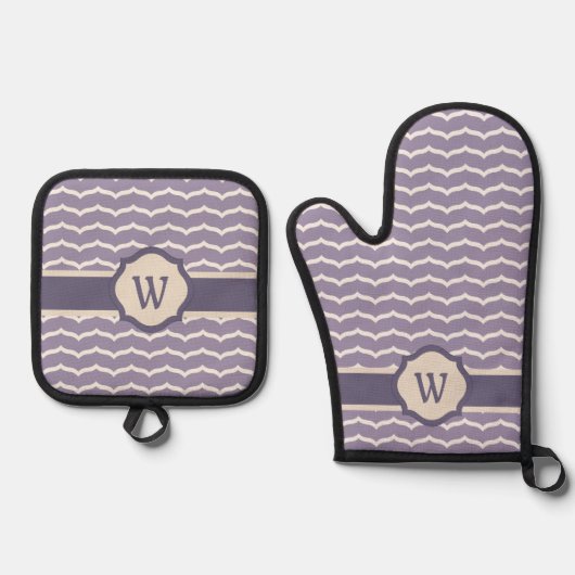 Bloeiende Zigzag Ovenwant & Pannenlap Set (Voorkant)