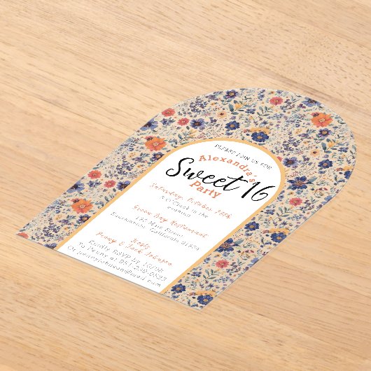 Bloeiende zoete zestien uitnodiging transparant (Laagn)