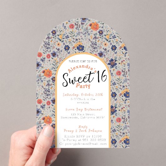 Bloeiende zoete zestien uitnodiging transparant (Insitu (Draagbaar))