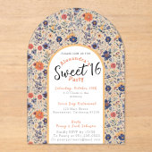 Bloeiende zoete zestien uitnodiging transparant (Voorkant)